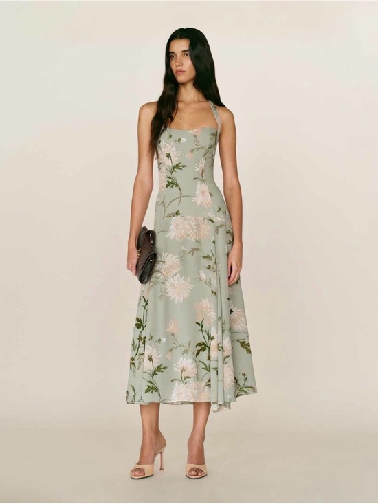 Reformation Dresses & Skirts - Reformation Yanitza Halter Neck Midi Dress Pergola Green Floral | US 6